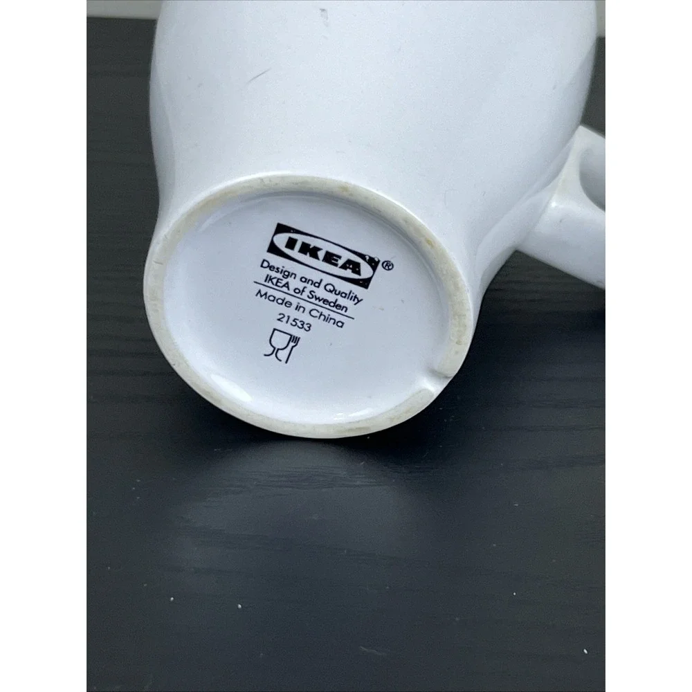 Set of 2 IKEA White Ceramic Stackable Coffee Tea Cups Mugs‎